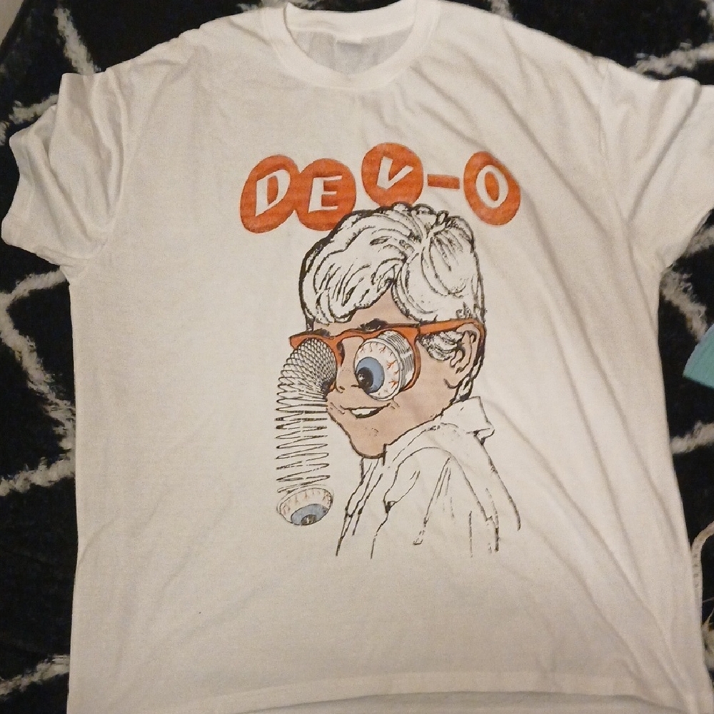 DEVO Graphic Tee - White with Red Print
